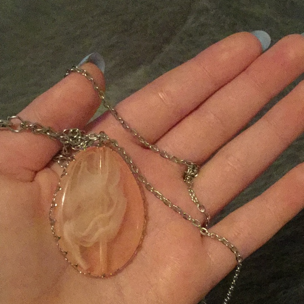 Rose quarts long chain necklace